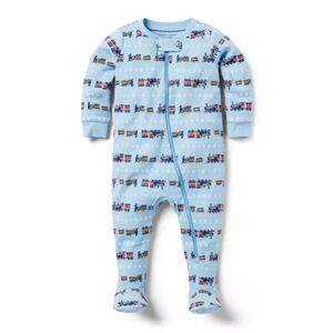JANIE and JACK BABY GOOD NIGHT FOOTED PAJAMAS IN SNOWFLAKE EXPRESS